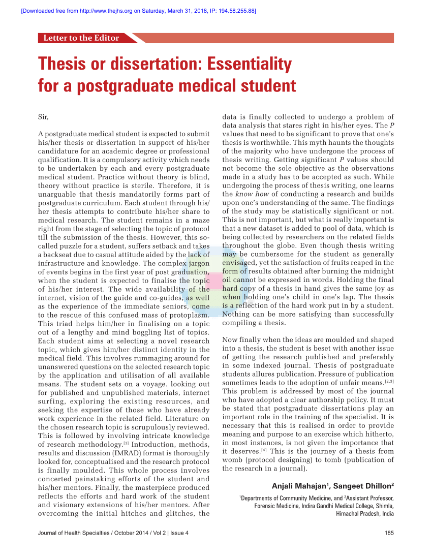 dissertation medical students