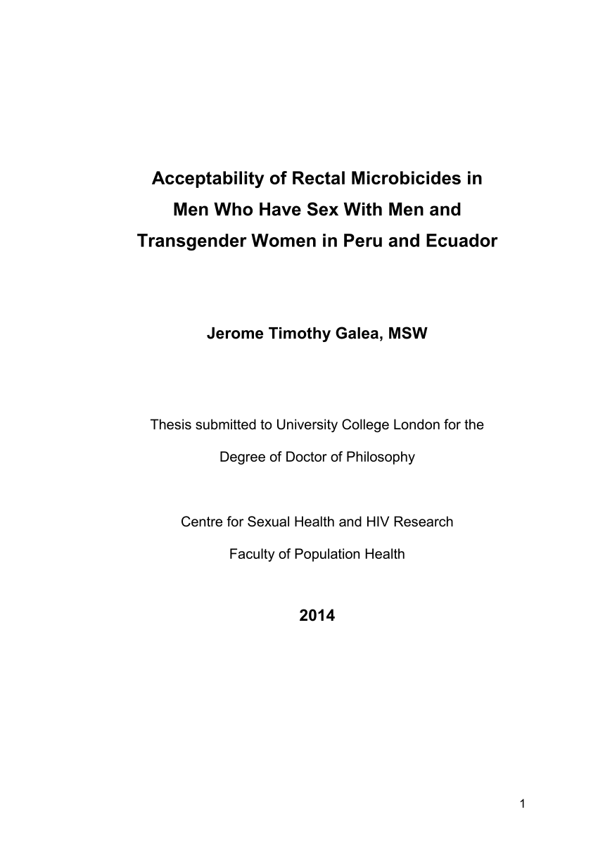 PDF) Acceptability of Rectal Microbicides in Men Who Have Sex With Men and Transgender Women in Peru and Ecuador