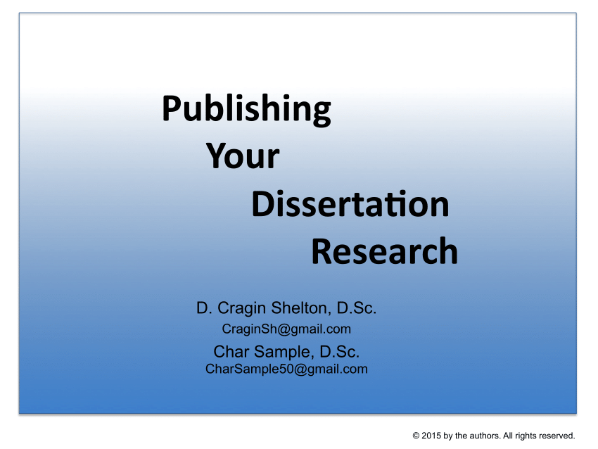 should i publish my dissertation
