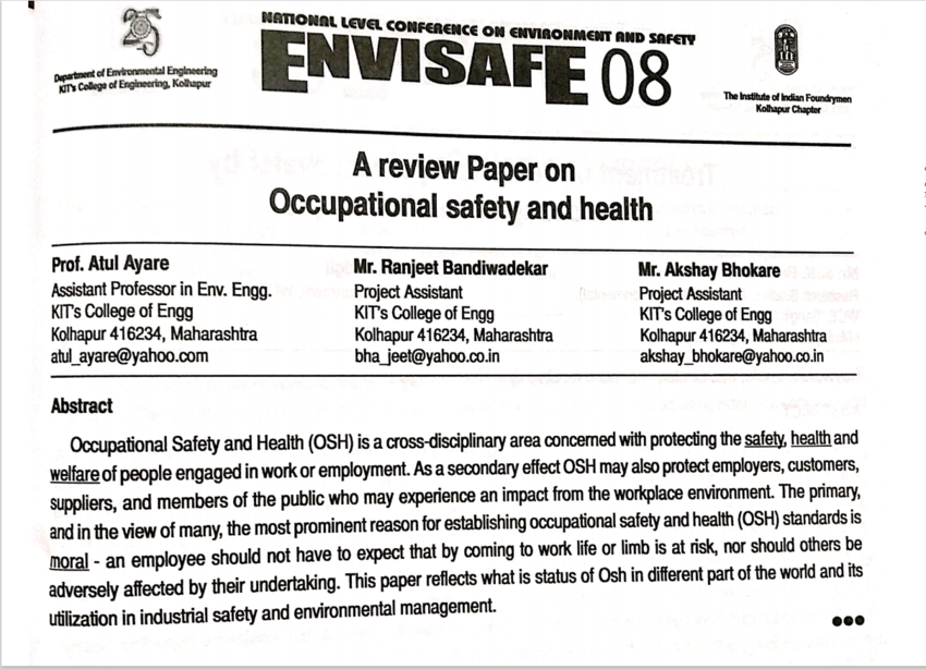 research papers in health and safety