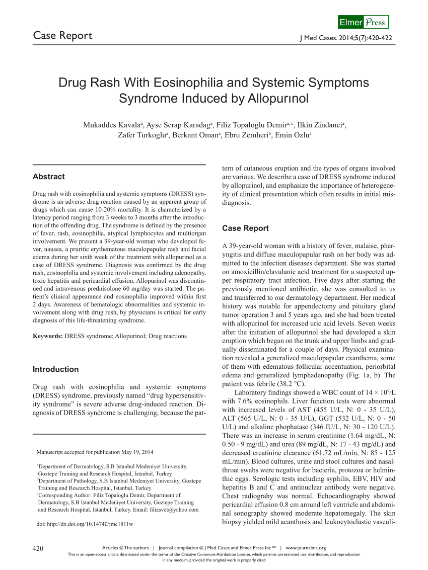 Síndrome DRESS (Drug reaction with eosinophilia and systemic symptoms), Diapositivas de Dermatología