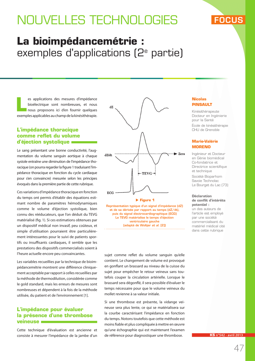 Pdf La Bioimpedancemetrie Exemples D Applications 2ieme Partie