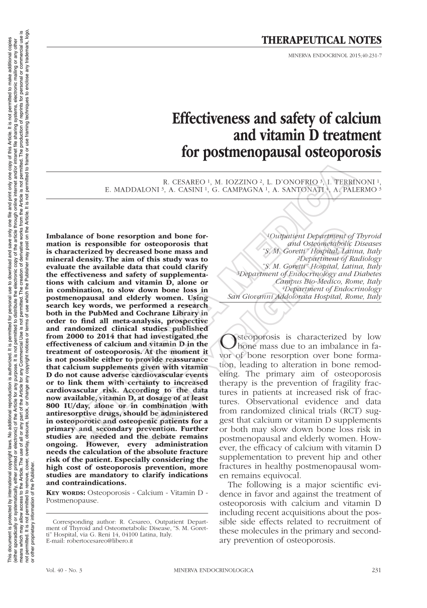 Pdf Effectiveness And Safety Of Calcium And Vitamin D