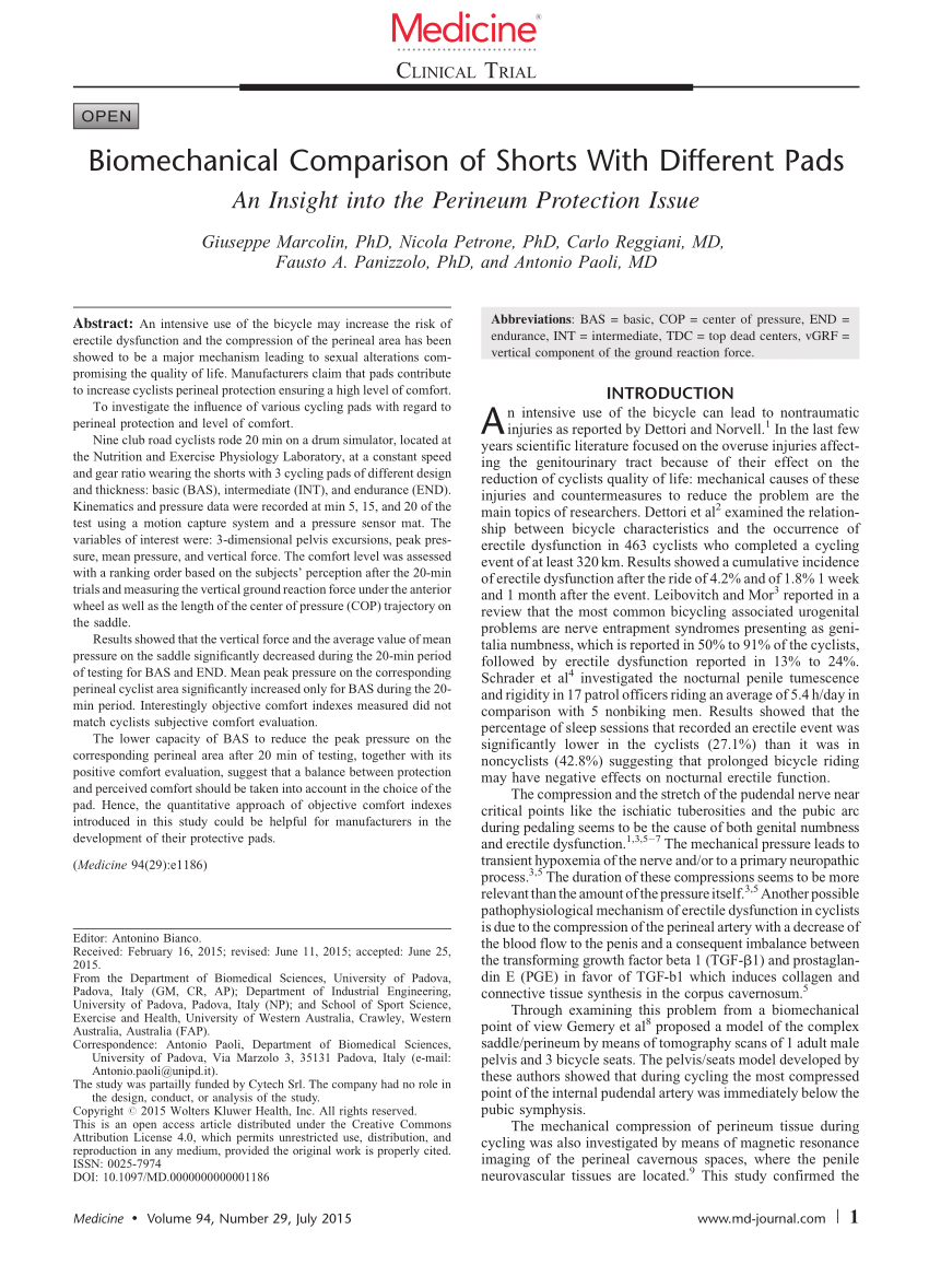 PDF Biomechanical Comparison of Shorts With Different Pads An