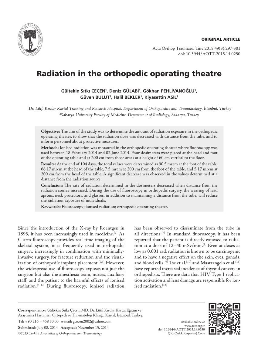 pdf radiation in the orthopedic operating theatre