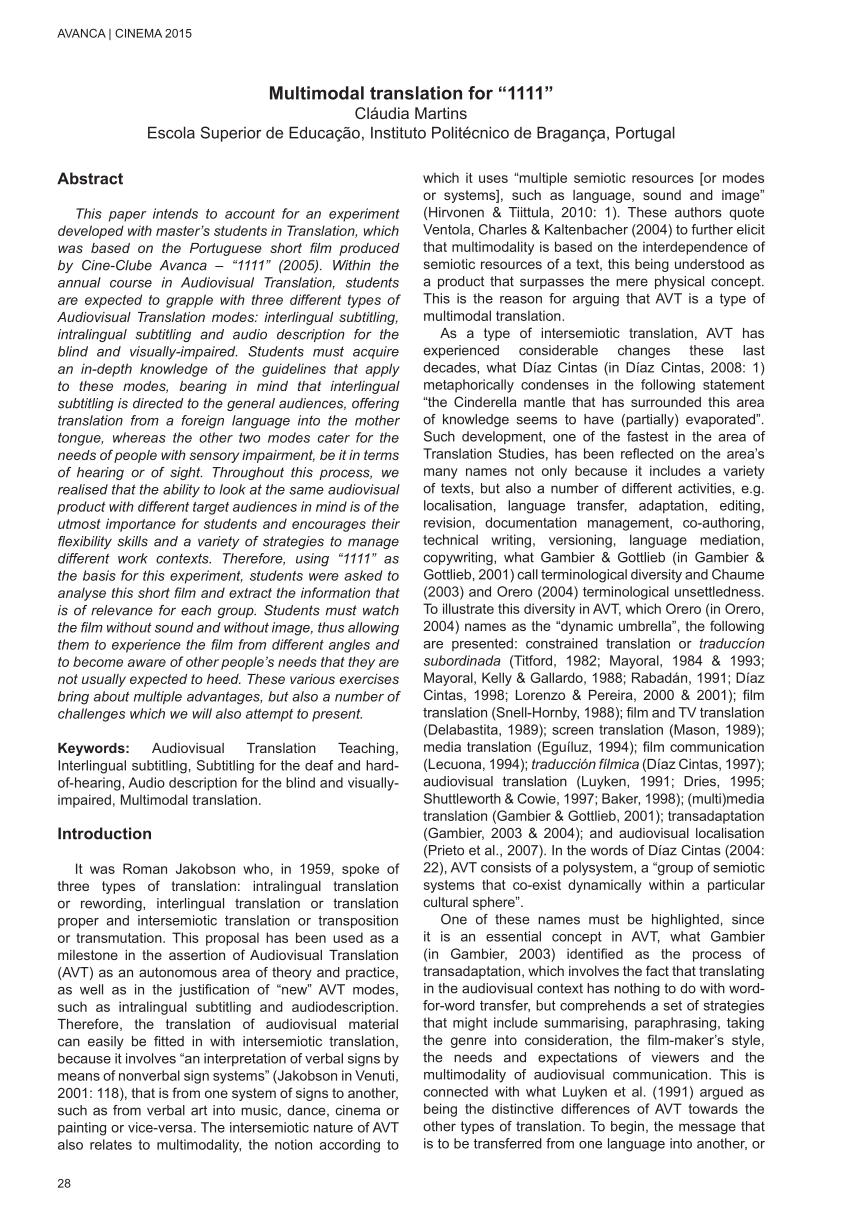 PDF) Intersemiotic Translation and Multimodality