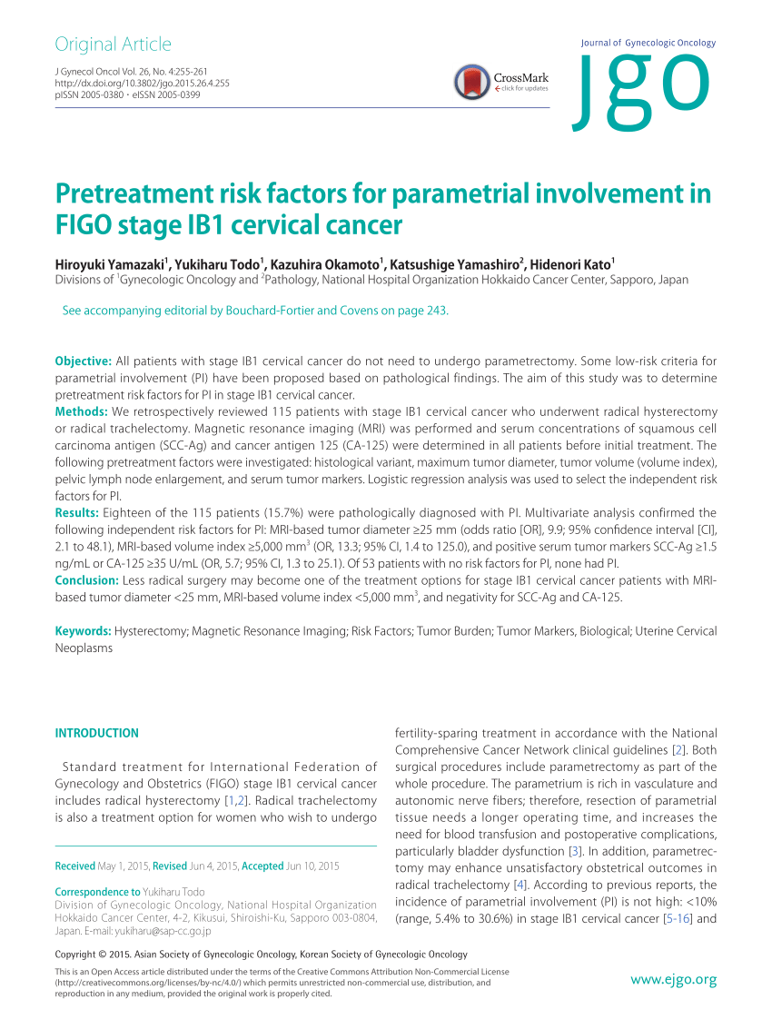 (PDF) Pretreatment risk factors for parametrial involvement in FIGO ...