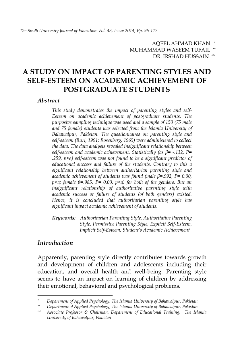 (PDF) A STUDY ON IMPACT OF PARENTING STYLES AND SELF 