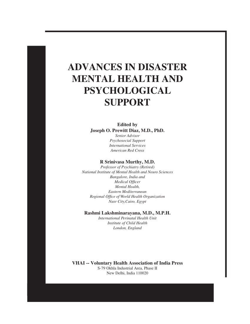 Pdf Advances In Disaster Mental Health And Psychological Support