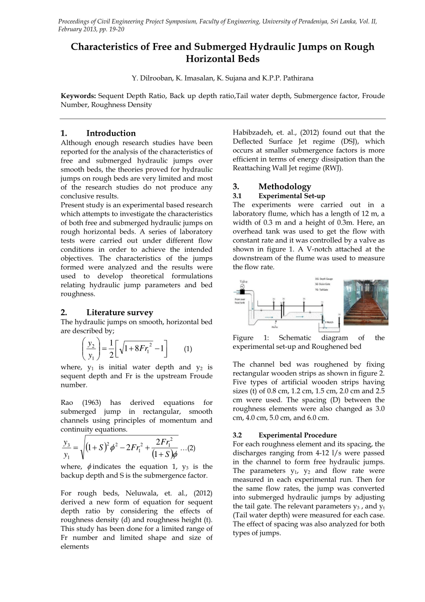 (PDF) Characteristics of Free and Submerged Hydraulic Jumps on Rough