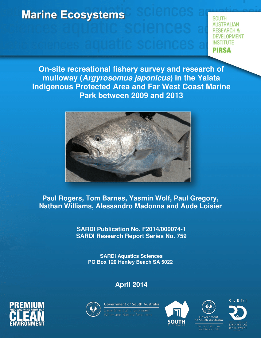 PDF) On-site recreational fishery survey and research of mulloway  (Argyrosomus japonicus) in the Yalata Indigenous Protected Area and Far  West Coast Marine Park between 2009 and 2013.