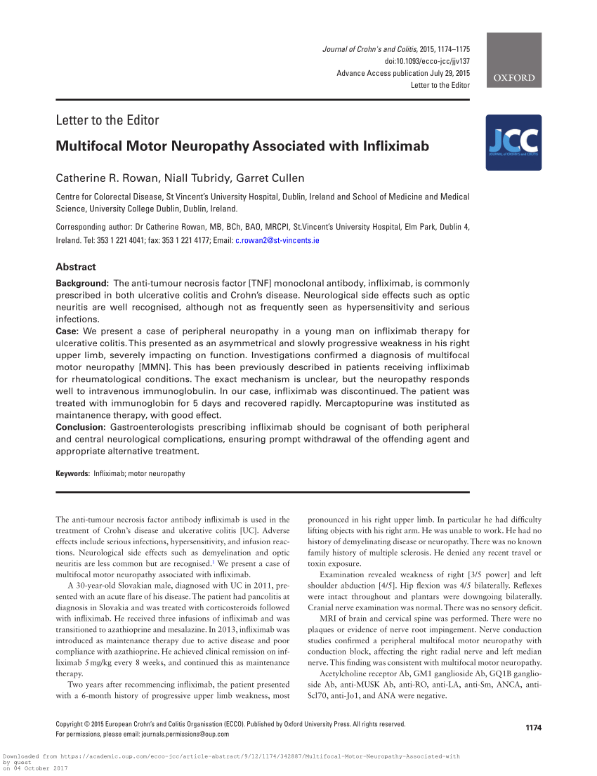 (PDF) Multifocal Motor Neuropathy Associated with Infliximab