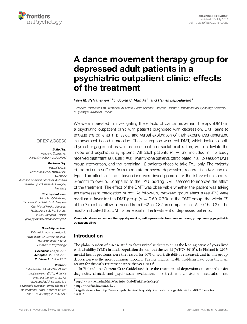 dance/movement therapy research paper