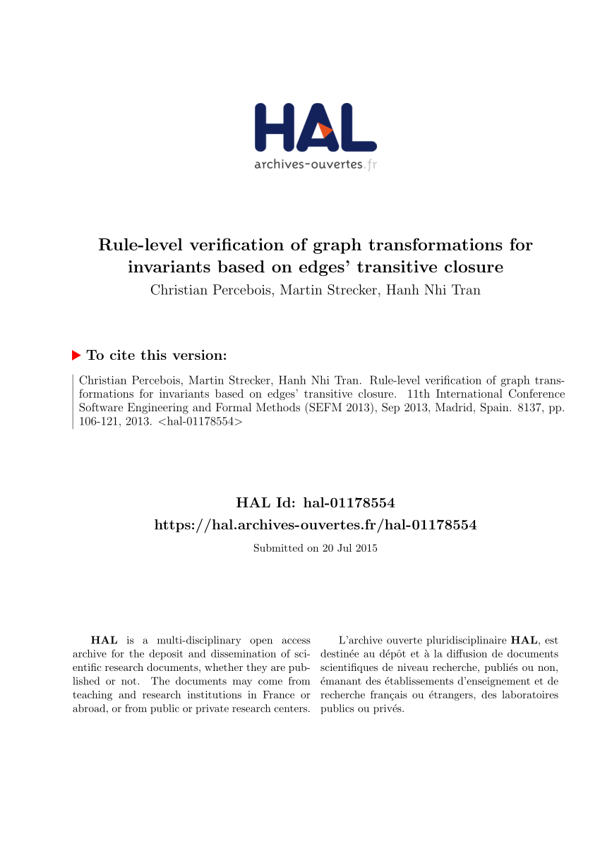 (PDF) Rule-Level Verification of Graph Transformations for ...