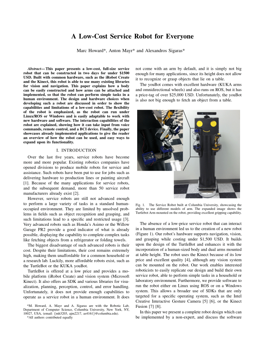 PDF) A Low-Cost Service Robot for Everyone