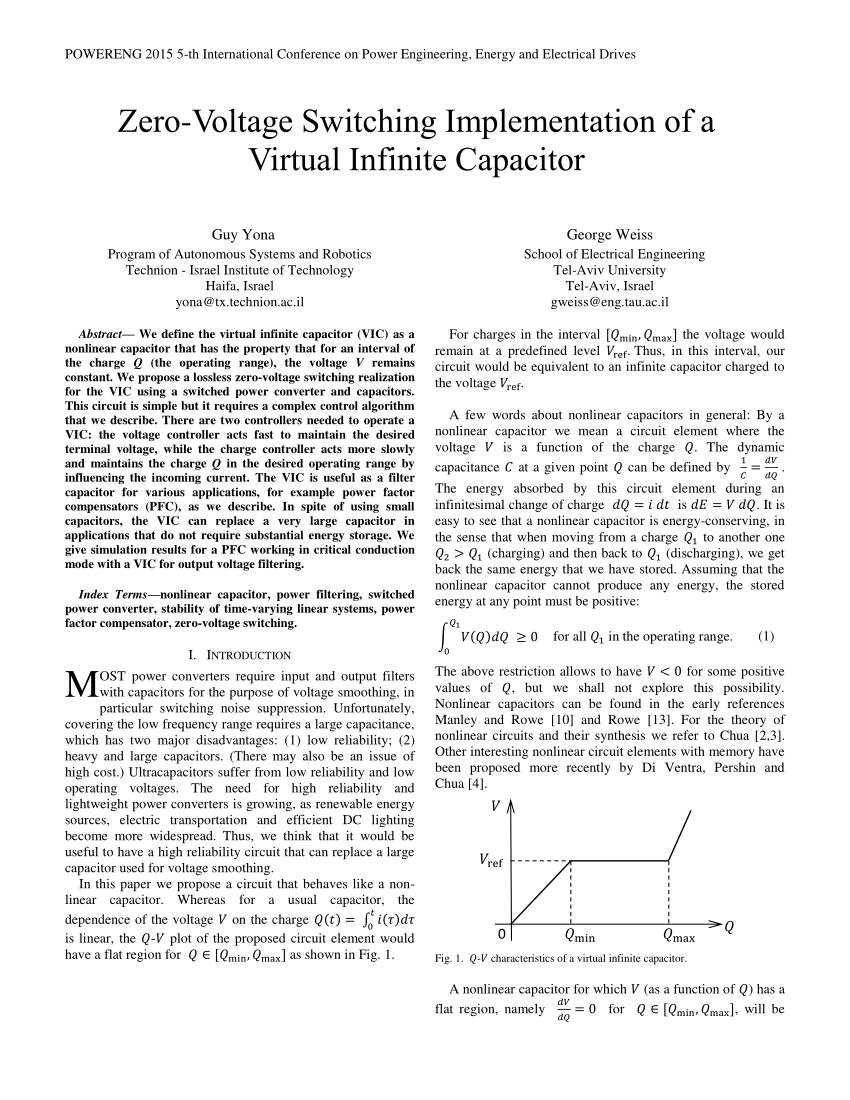 Pdf Zero Voltage Switching Implementation Of A Virtual Infinite Capacitor