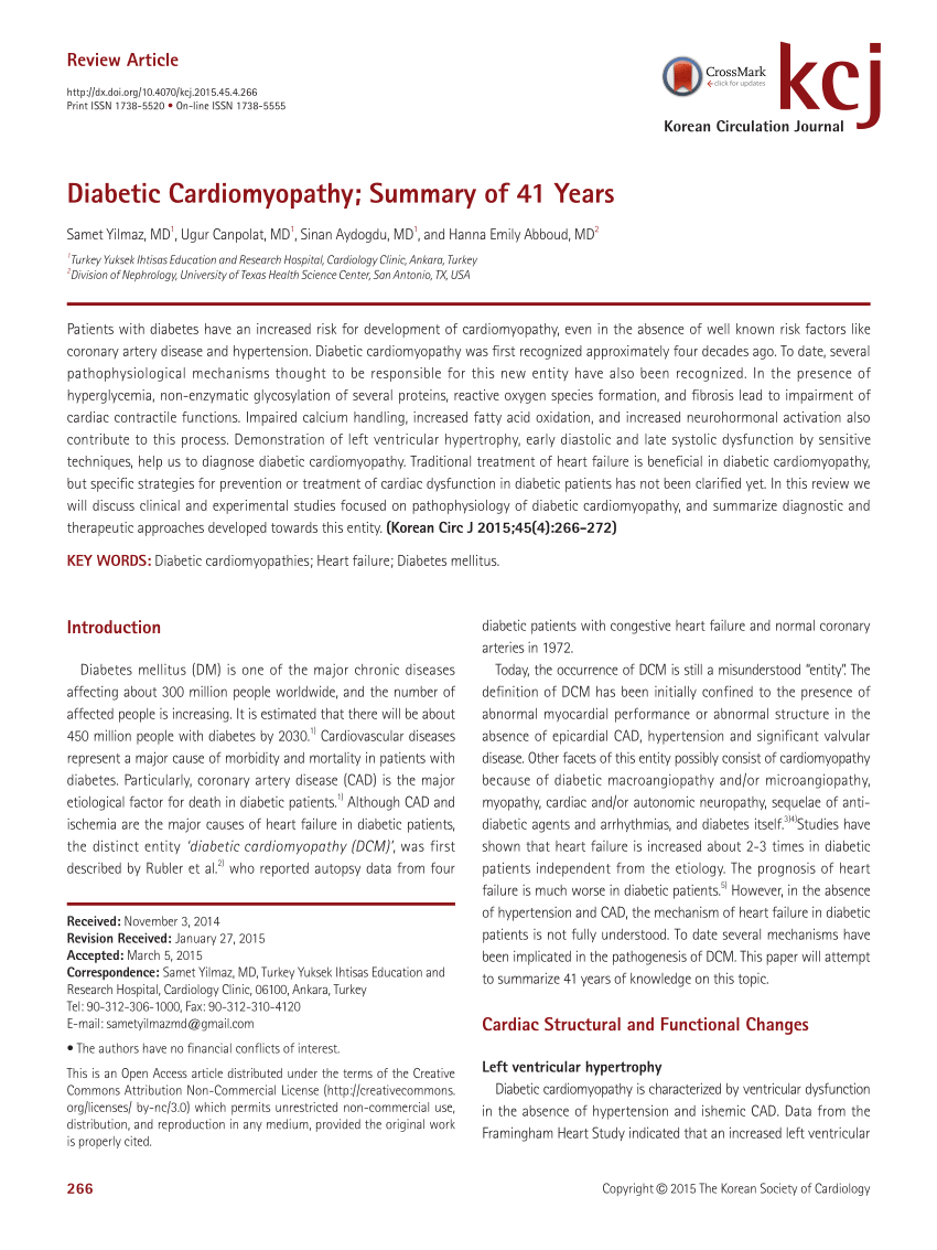 (PDF) Diabetic Cardiomyopathy; Summary of 41 Years