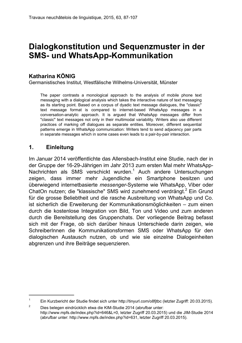 PDF Keyboard to Screen Kommunikation gestern und heute SMS und WhatsApp im Vergleich