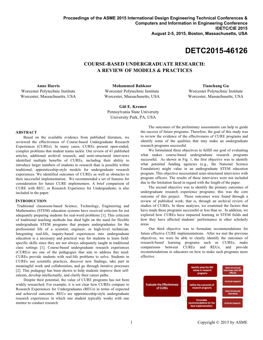 (PDF) CourseBased Undergraduate Research A Review of Models and Practices