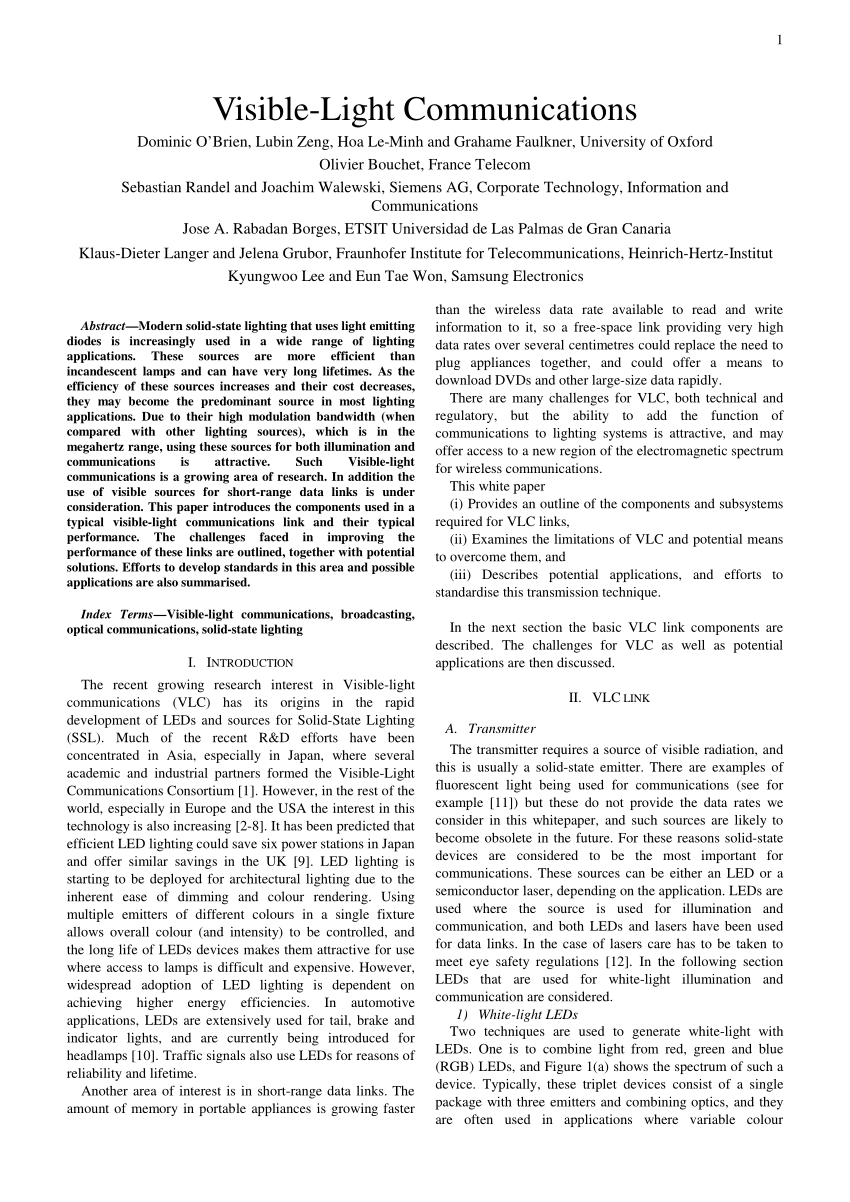 research paper of visible light communication
