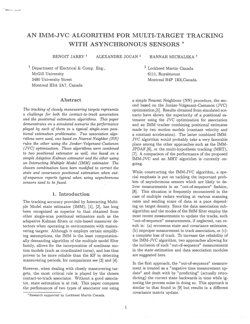 jvc assignment algorithm