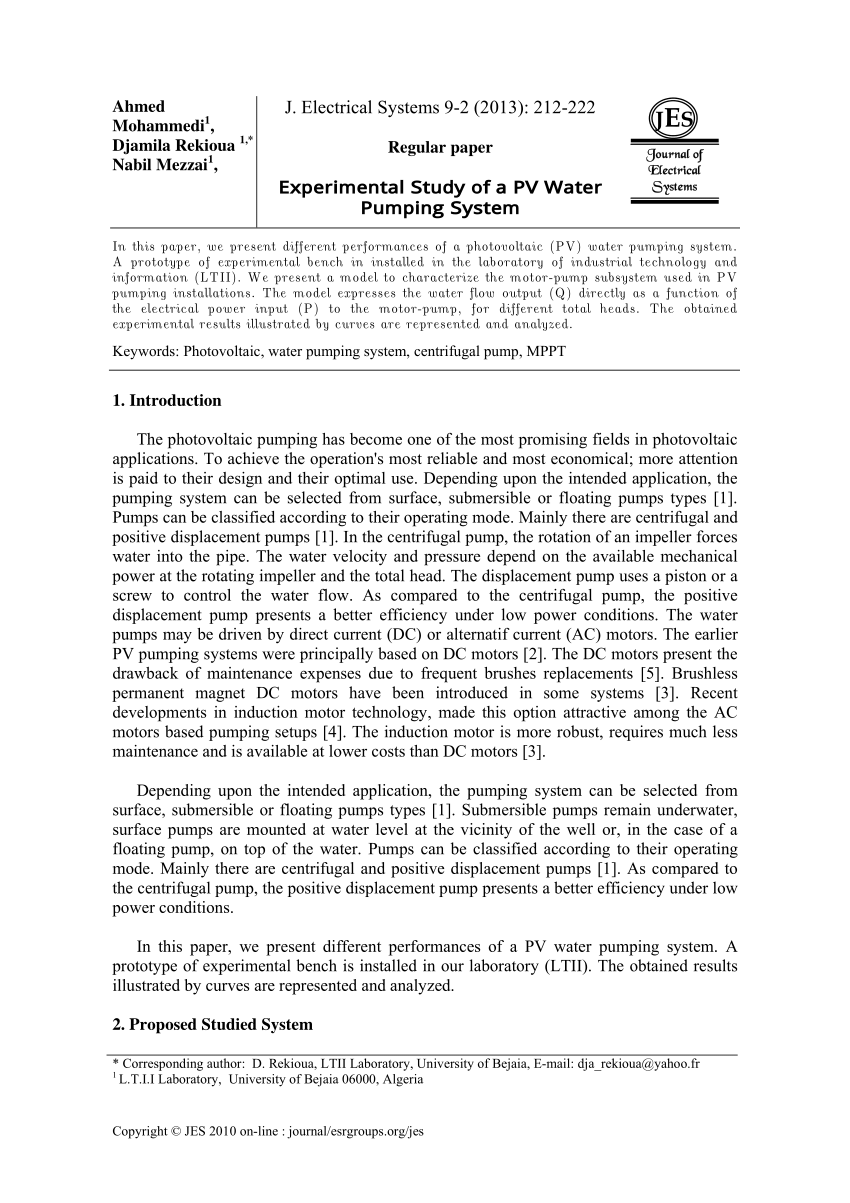 water pump research paper