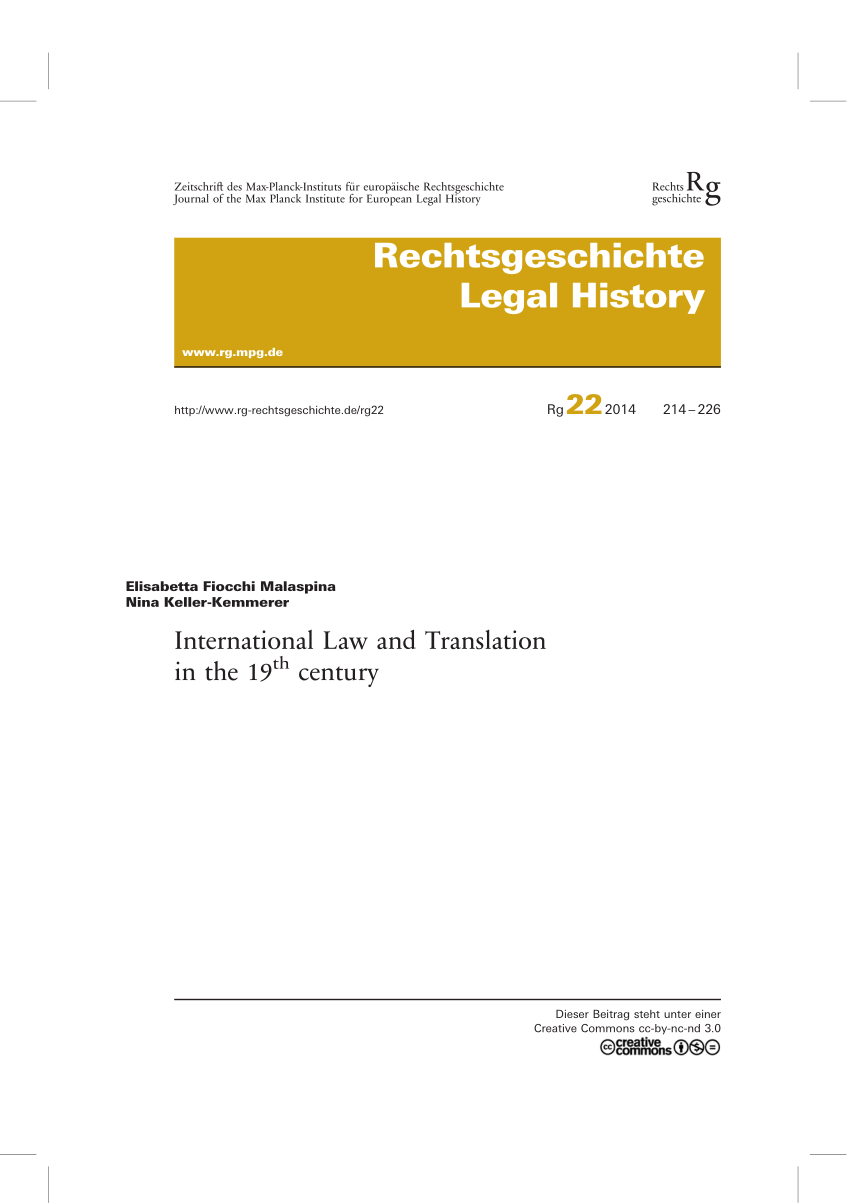 Pdf International Law And Translation In The 19th Century