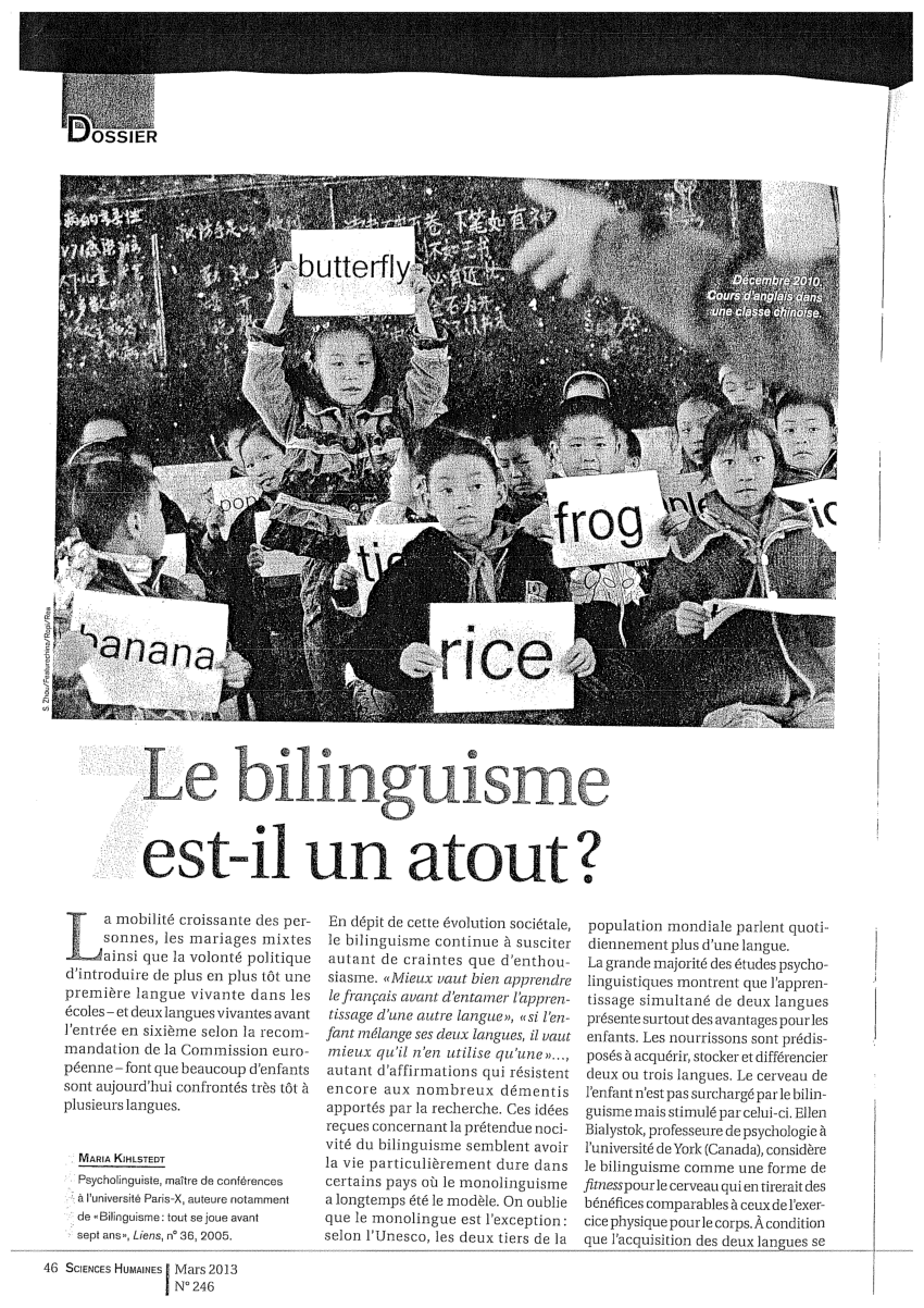 (PDF) Le bilinguisme est-il un atout