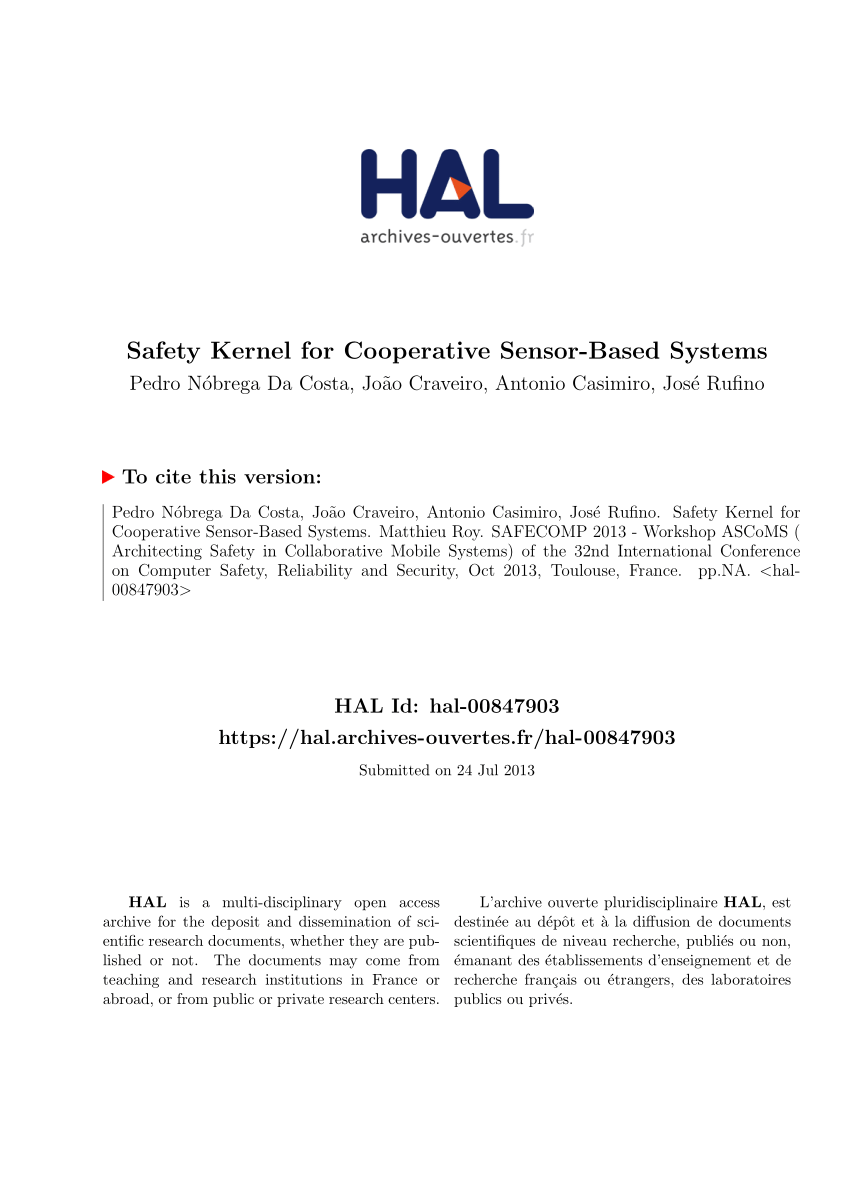 (PDF) Safety Kernel for Cooperative SensorBased Systems