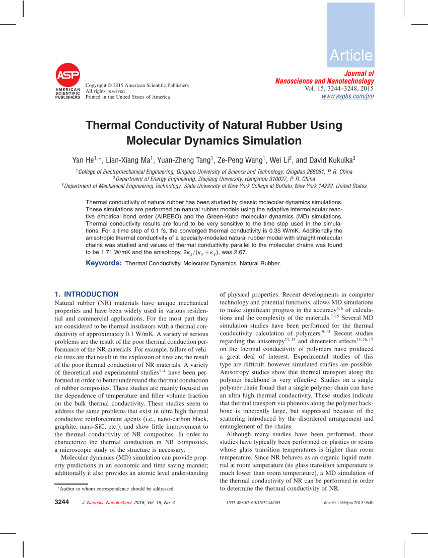 thermal conductivity of rubber tube experiment pdf