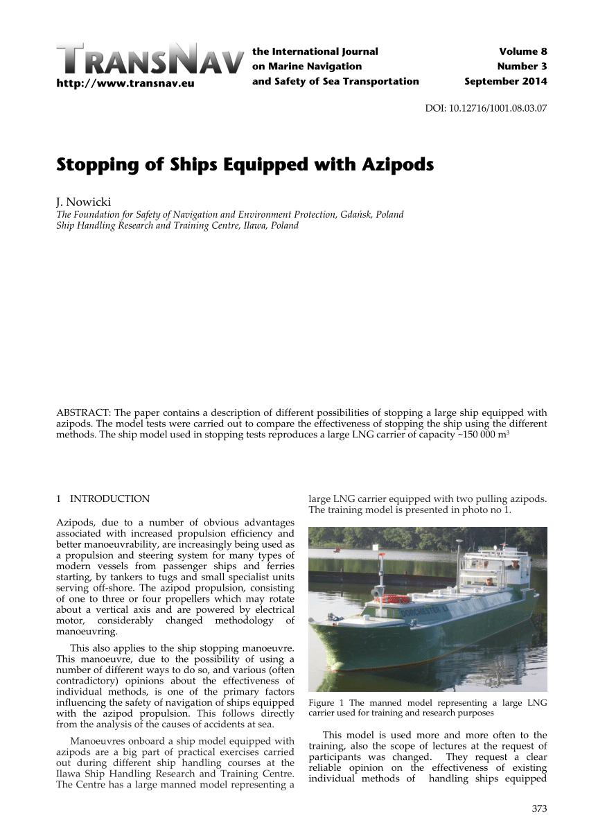 PDF) Stopping of Ships Equipped with Azipods