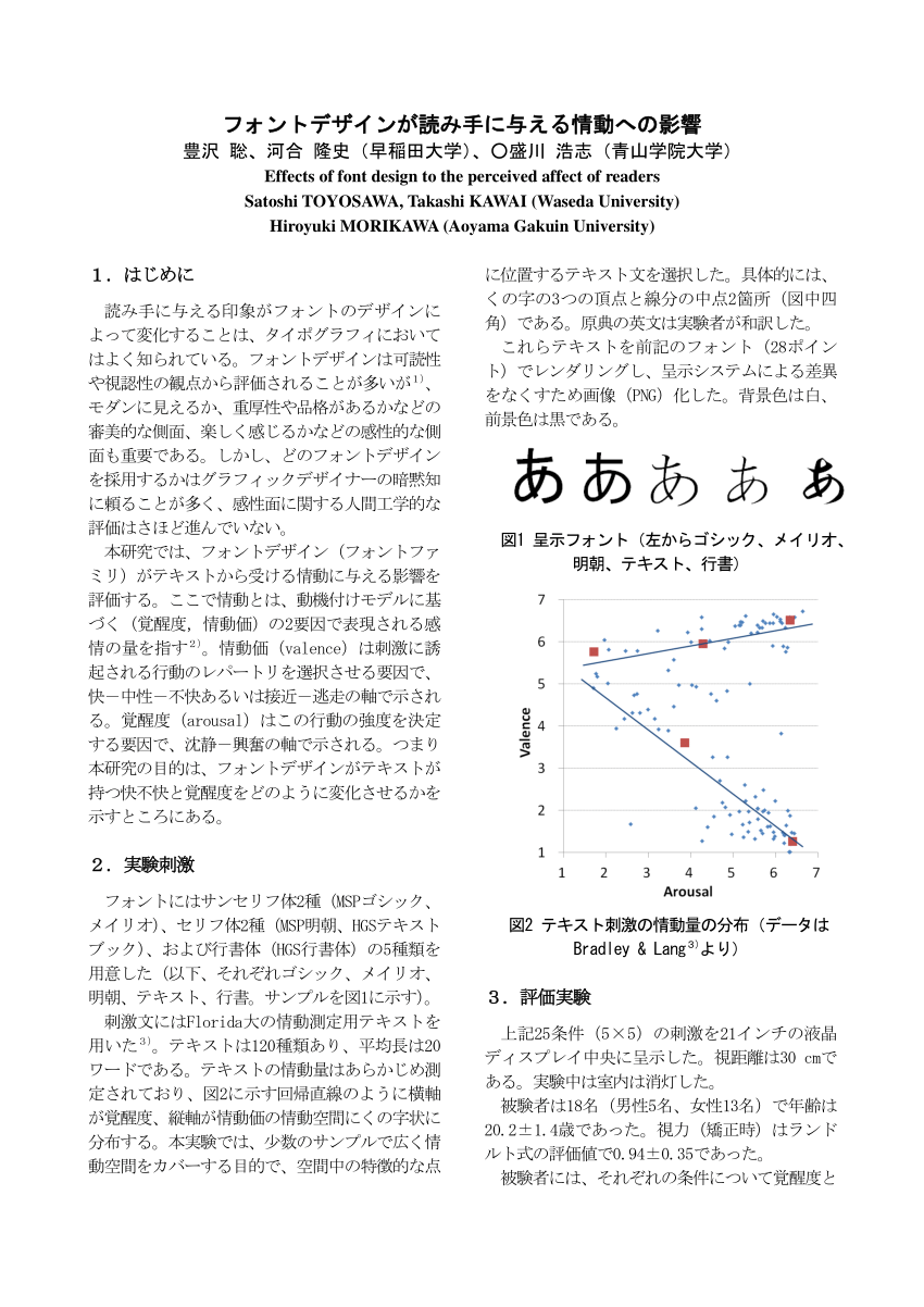 Pdf フォントデザインが読み手に与える情動への影響