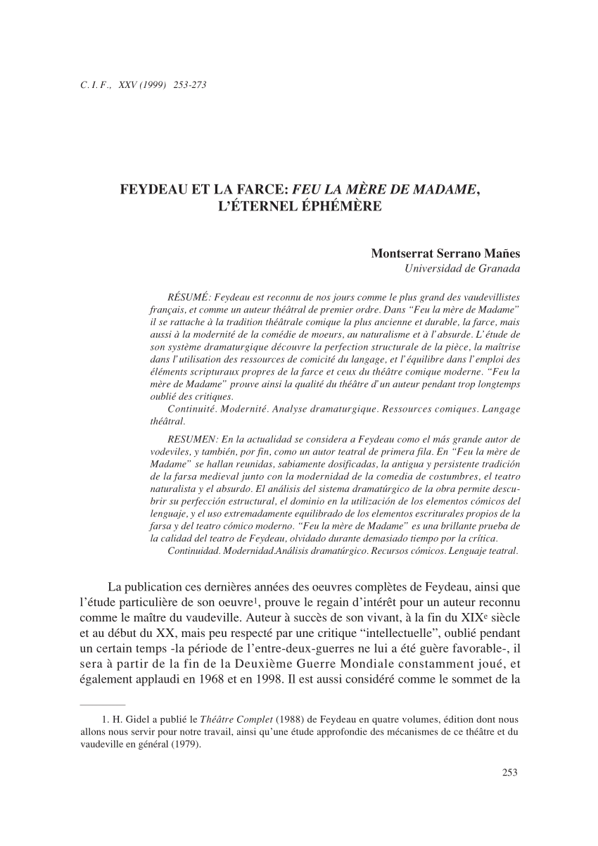 Pdf Feydeau Et La Farce Feu La Mère De Madame Léternel éphémère 