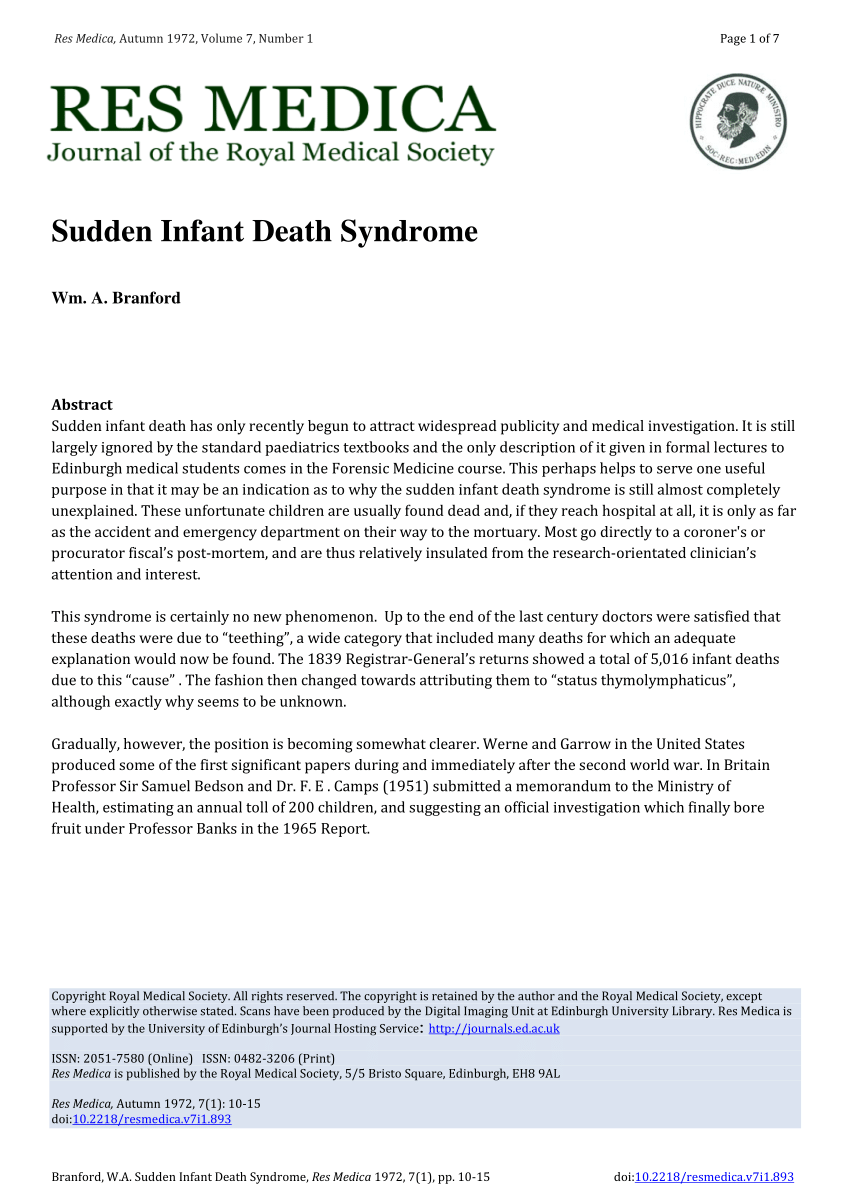 research article on sudden infant death syndrome