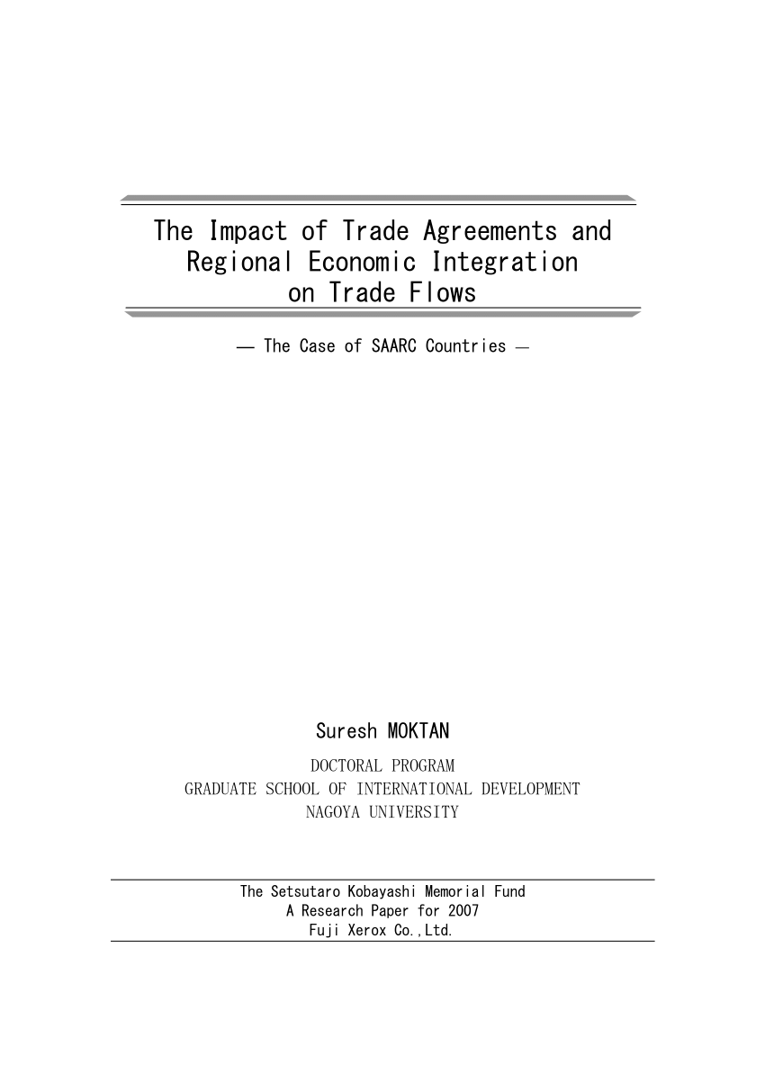 (PDF) The Impact of Trade Agreements and Regional Economic Integration ...