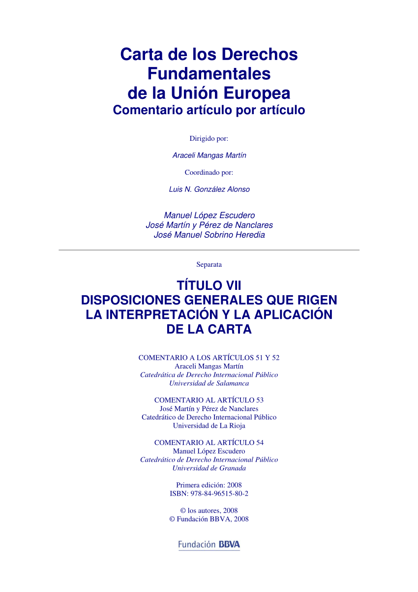 La carta de los derechos fundamentales de la Unión Europea (PDF