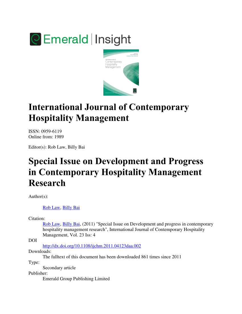 descriptive research title in hospitality management