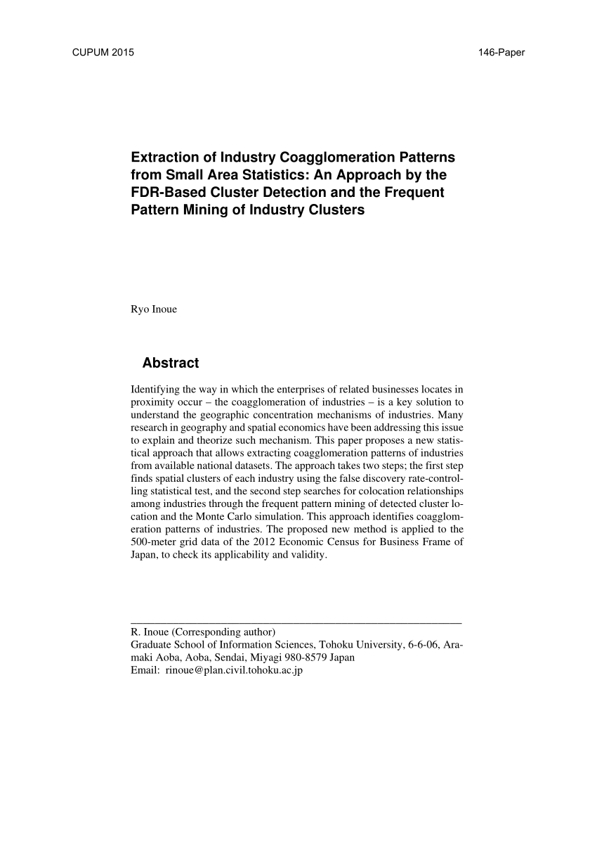 (PDF) Extraction of Industry Coagglomeration Patterns from Small Area