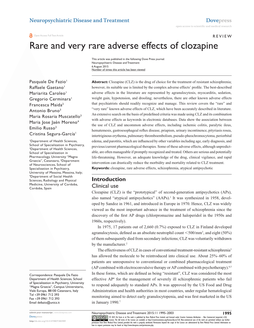 rare and very rare adverse effects of clozapine