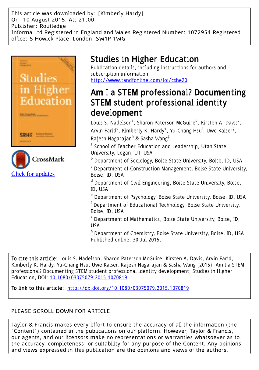 (PDF) Am I a STEM professional? Documenting STEM student professional