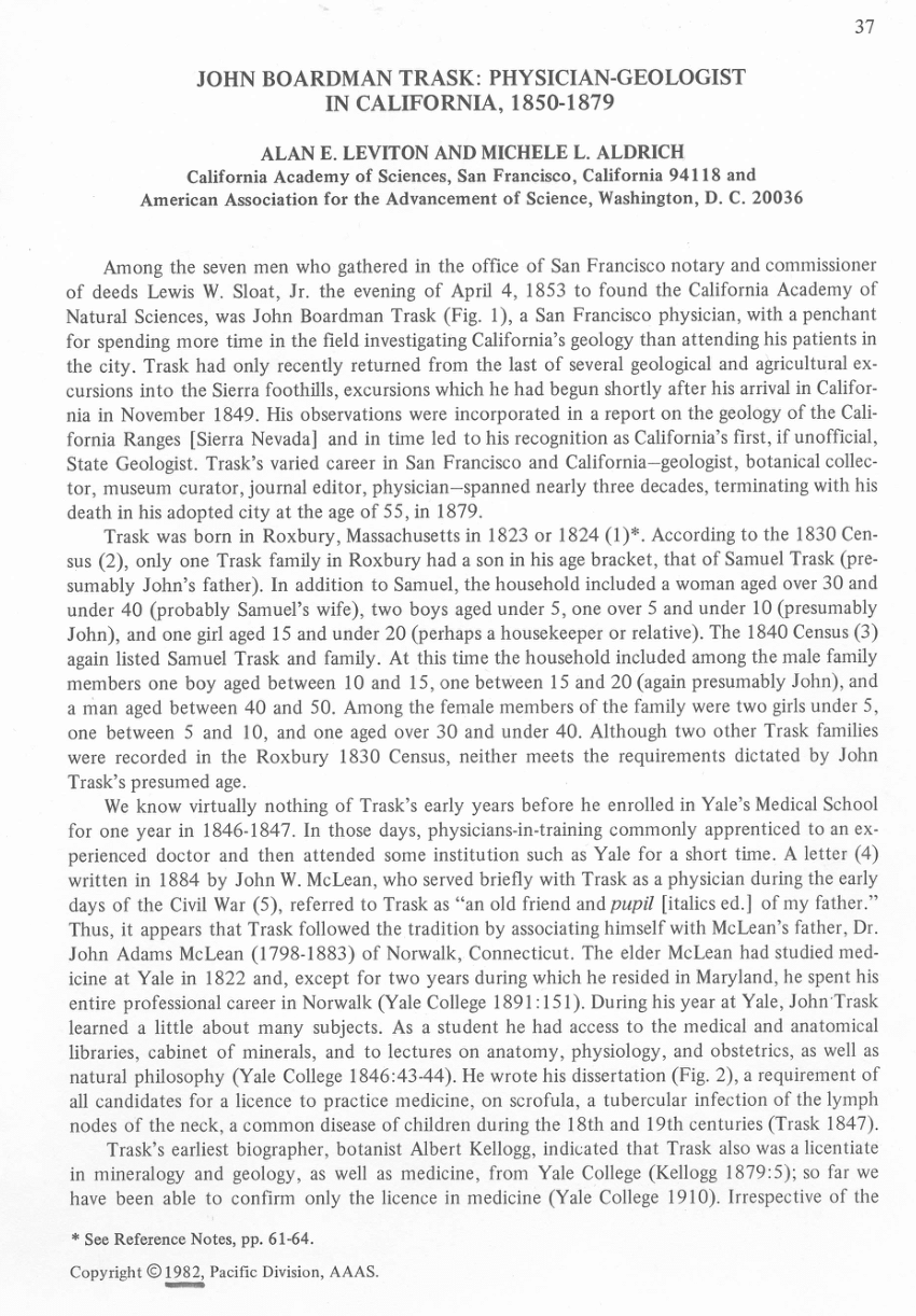 PDF John Boardman Trask Physician geologist in California 1850 1879