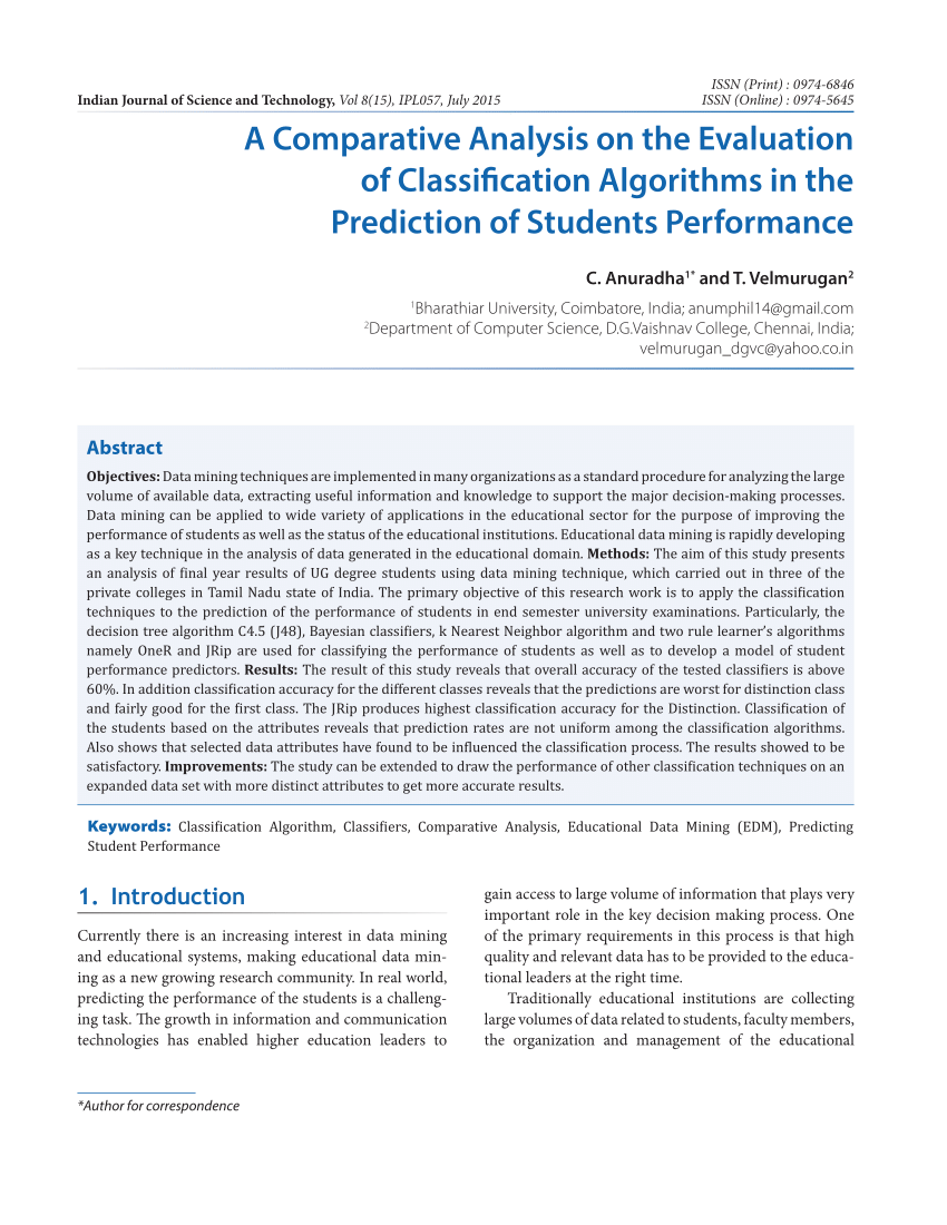 Comparative Study Of Classification Algorithms