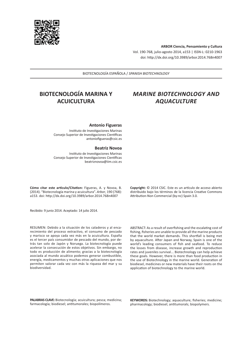 Pdf Biotecnologia Marina Y Acuicultura