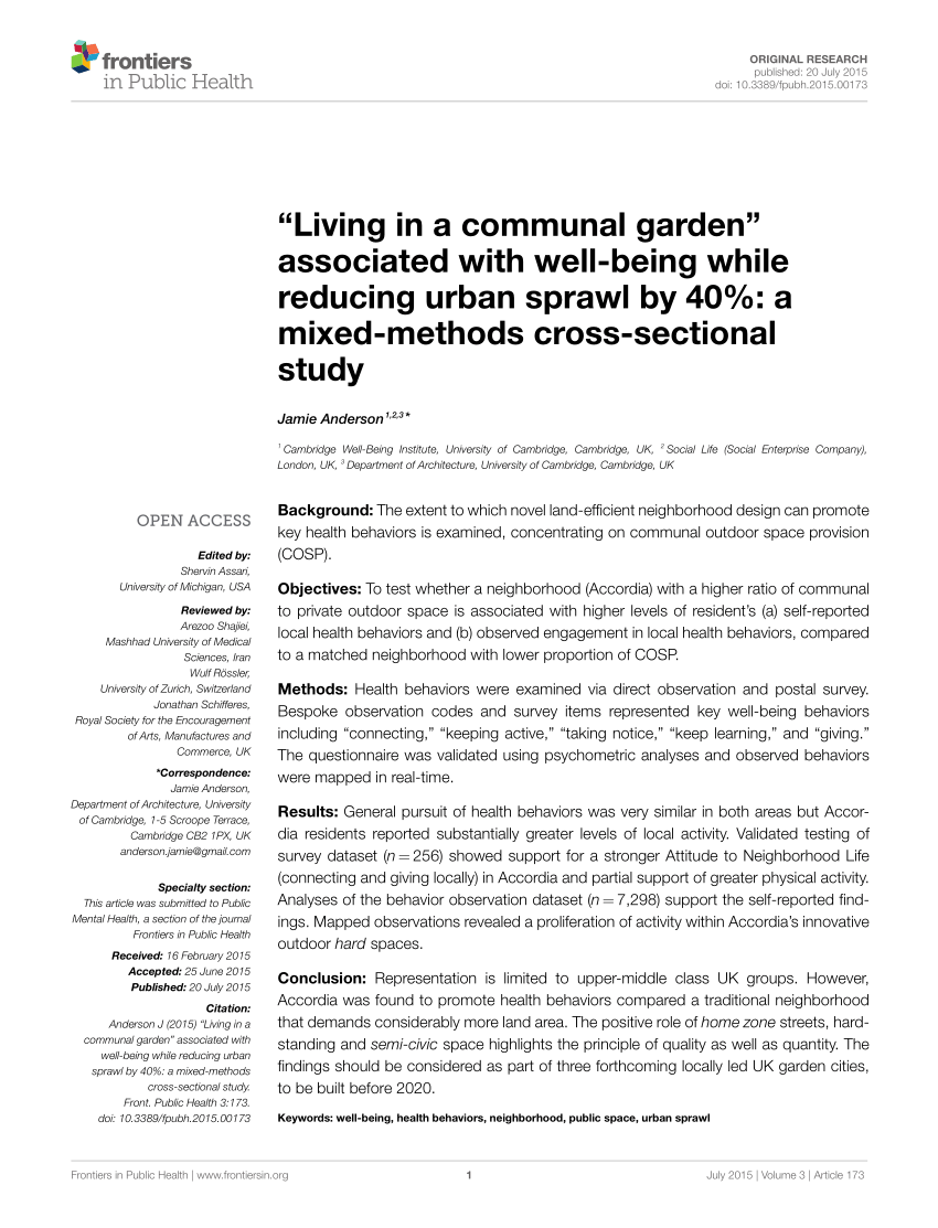 Pdf Living In A Communal Garden, Large Outdoor Light Up Cross Sectional Study