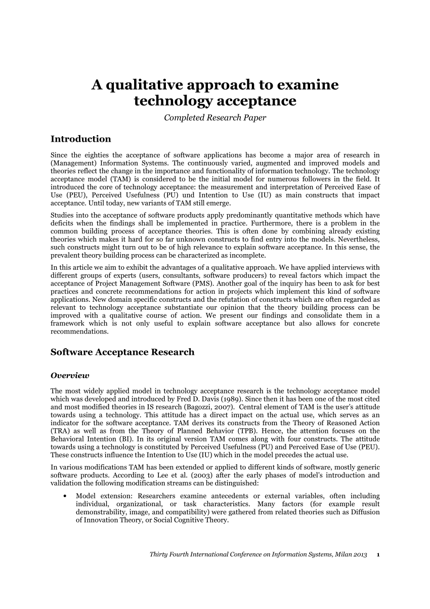 Pdf A Qualitative Approach To Examine Technology Acceptance