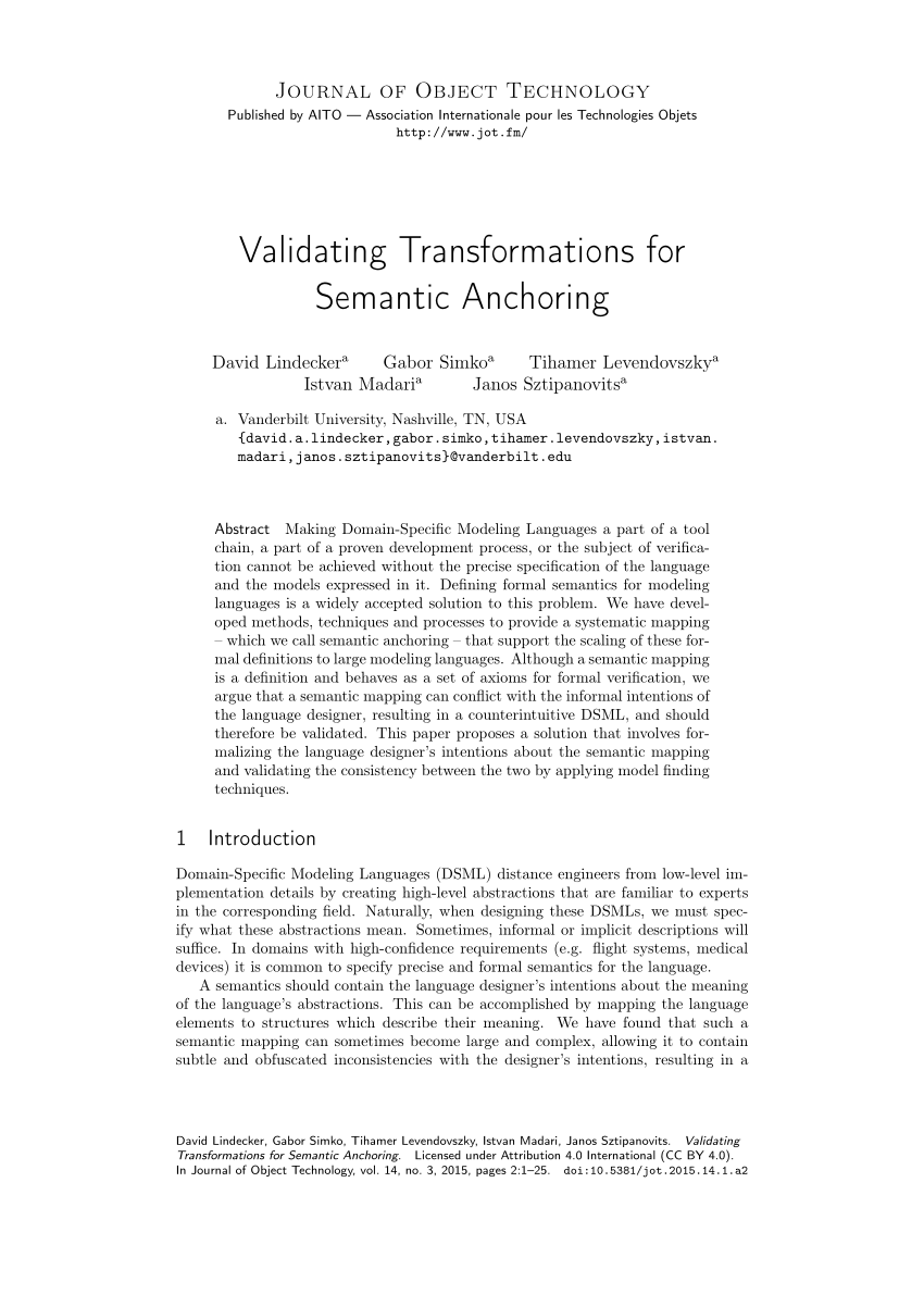 PDF) Validating Transformations for Semantic Anchoring