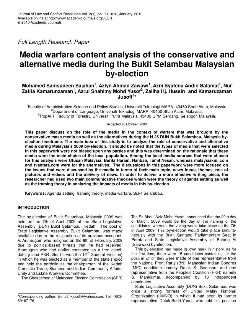 Content Analysis Of The Media
