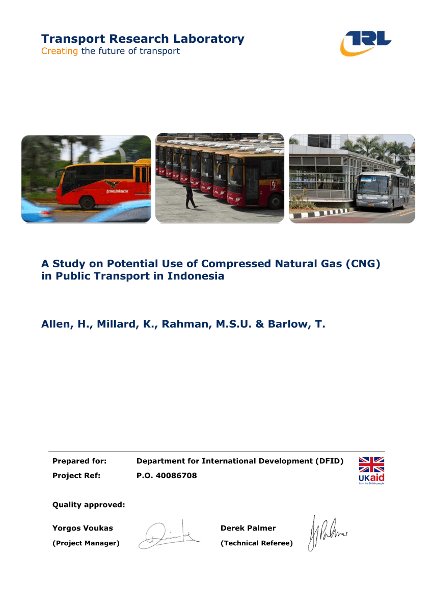 Pdf A Study On Potential Use Of Compressed Natural Gas Cng In Public Transport In Indonesia