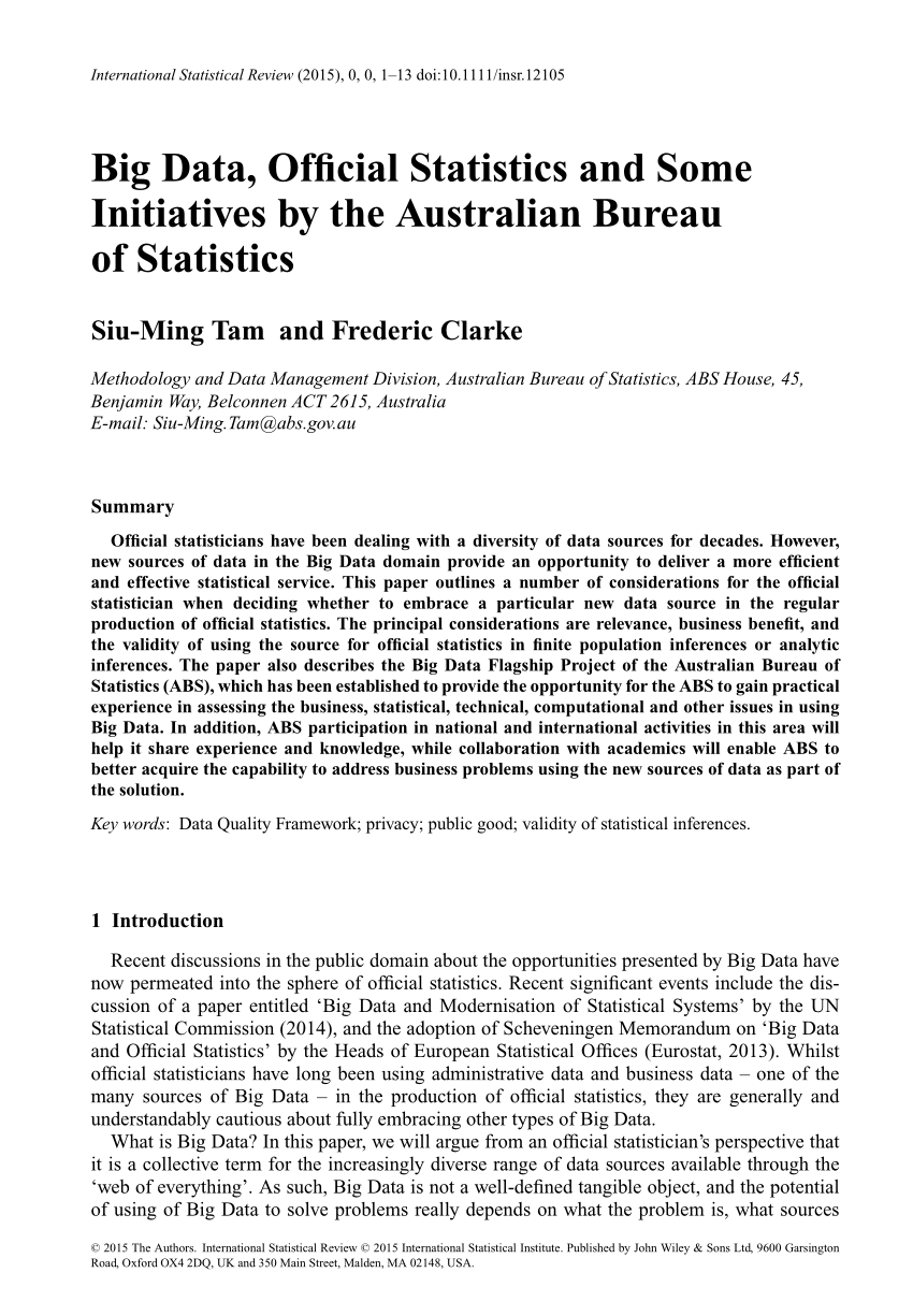 Big Data, Official Statistics and Some Initiatives by the Australian Bureau of Statistics