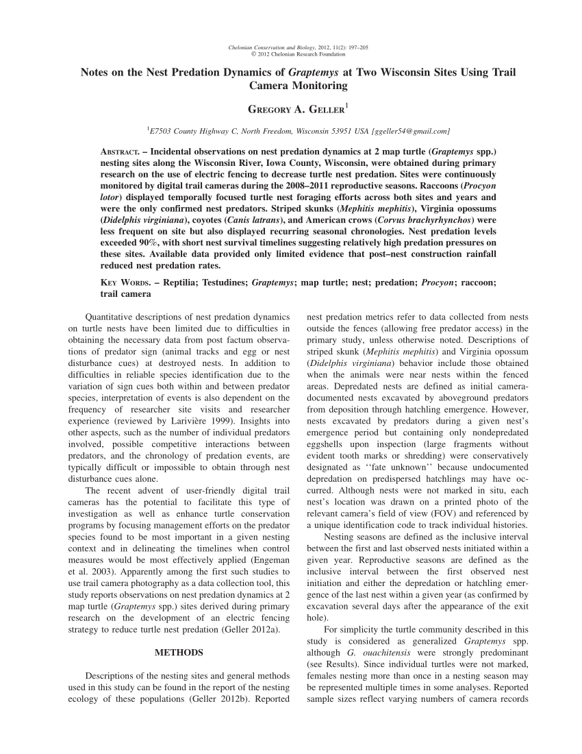 PDF) Notes on the Nest Predation Dynamics of Graptemys at Two